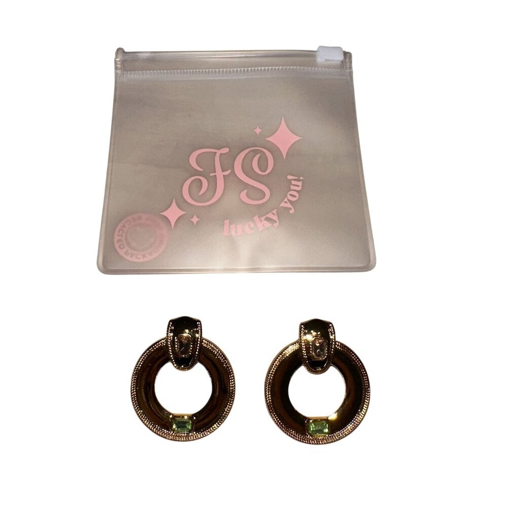 NWOT Frasier Sterling Alina Earrings in Watermelon Pink Green Gold